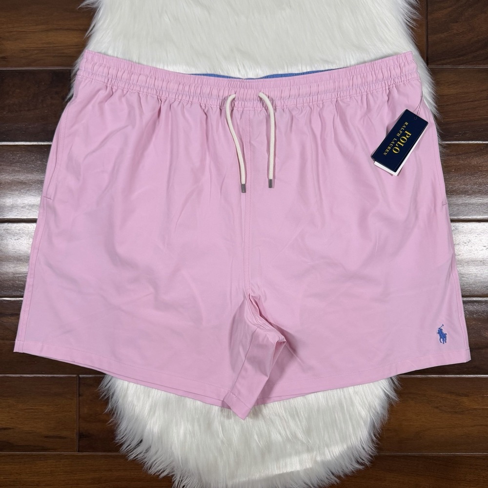 Polo Ralph Lauren Men's Size 3XB Pink Traveler Stretch‎ Swim Trunks Board Shorts